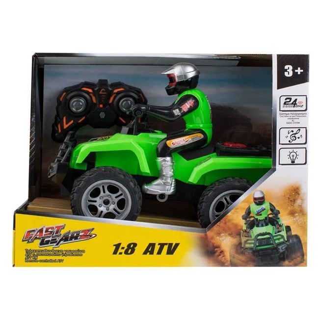 ATV cu telecomanda si conducator, cu sunet si lumina, 31x19x23cm, verde-negru - 1 | YEO