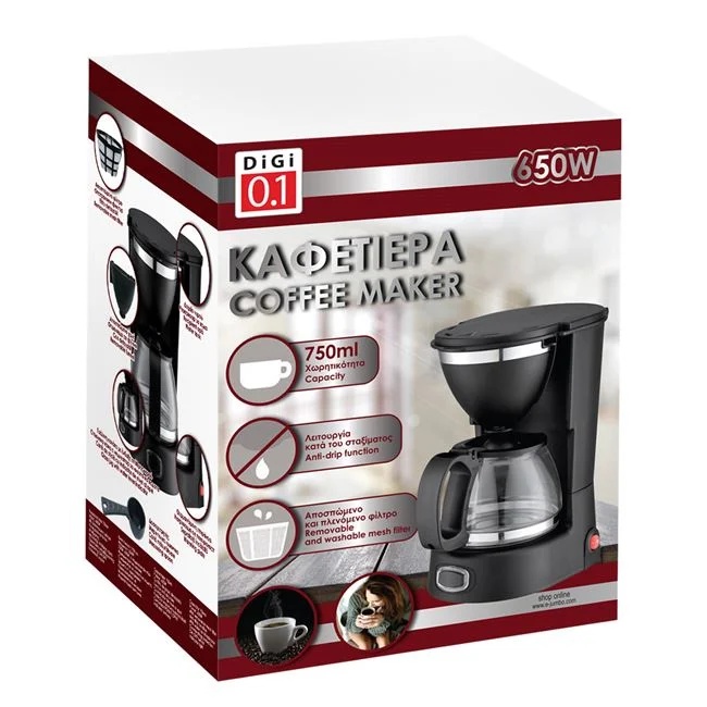 Cafetiera cu filtru detasabil, din inox, putere 650W, capacitate 750ml, negru - 2 | YEO