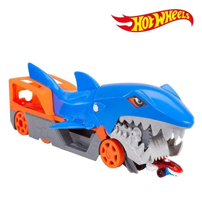 Camion in forma de rechin Hot Wheels, contine o masina Hot Wheels, 36x8x13cm, multicolor - 1 | YEO