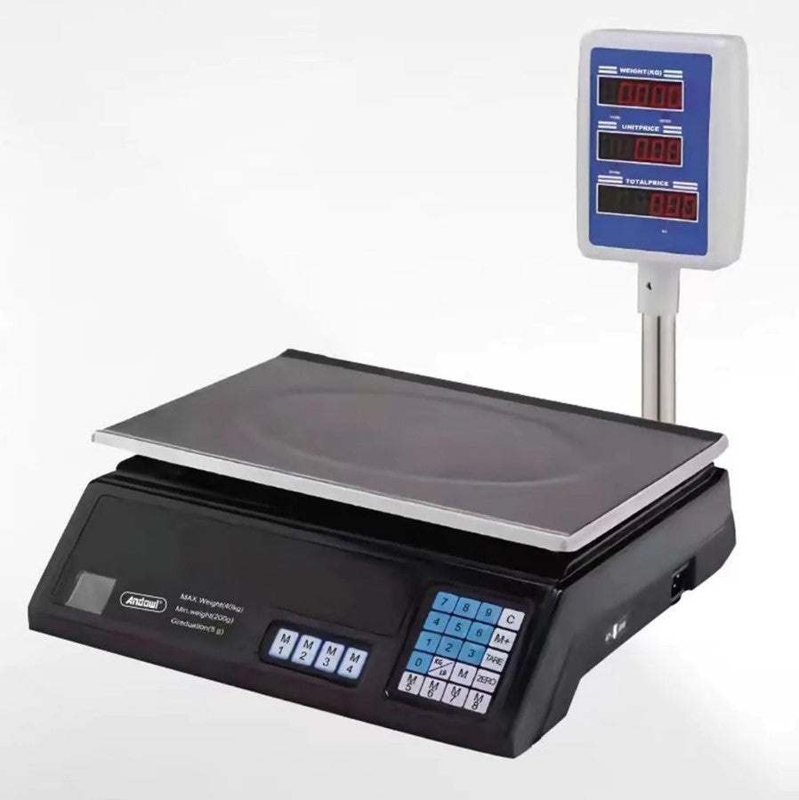 Cantar electronic comercial ACS-D1, max. 40kg, pentru magazine, digital, afisaj LCD, negru-argintiu