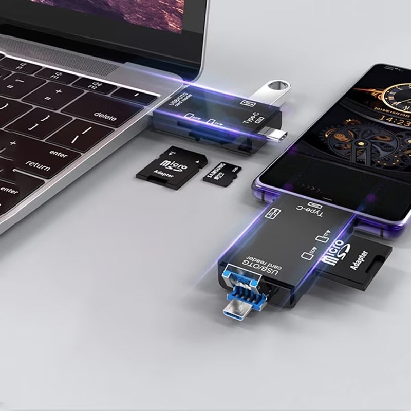 Cititor de Carduri de memorie SD, MicroSD/TF cu USB, USB Type-C 3.1, Micro USB - 3 | YEO