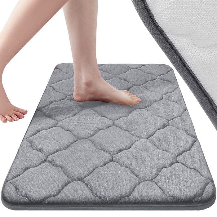 Covor de baie din microfibra cu absortie rapida de apa, Antiderapant, Gri - 1 | YEO