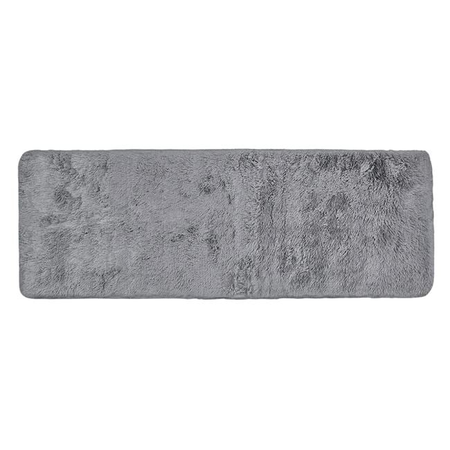 Covoras decorativ pentru hol, cu aspect de blanita cu fire lungi, interior cu suprafata antiderapanta, 160x60 cm, gri