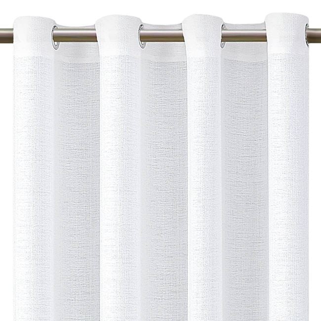Draperie decorativa , grad de umbrire scazut -lasa lumina sa treaca, model tip tesatura reliefata, cu inele, 140x250 cm, alb