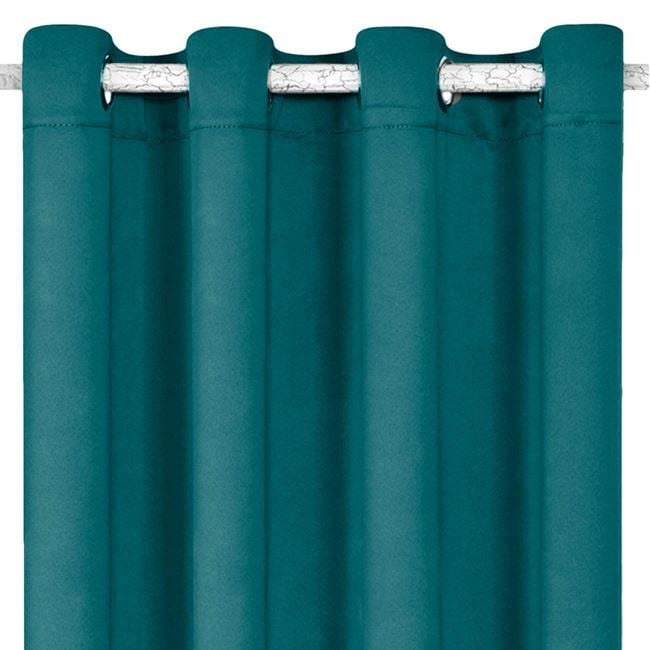 Draperie decorativa, tip blackout - nu lasa lumina sa treaca, cu inele, 140x260 cm, turcoaz