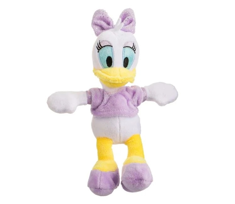 Figurină de Pluș Daisy Duck, poliester, 20 cm, alb/lila