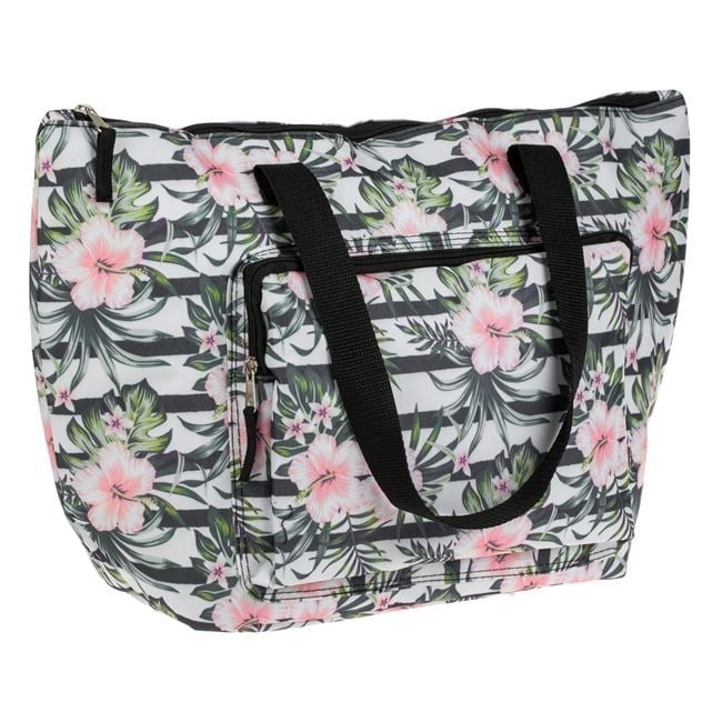 Geanta Izotermica pentru alimente, 15L, 49x18x32cm, Bej cu Dungi Flori - 1 | YEO