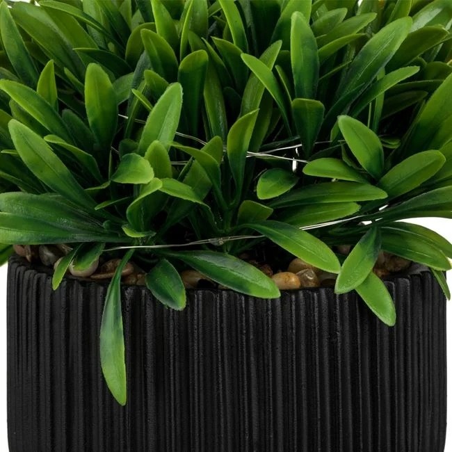 Ghiveci decorativ cu planta suculenta verde artificiala, cu lumini LED, Ø16x15 cm, verde/negru - 2 | YEO