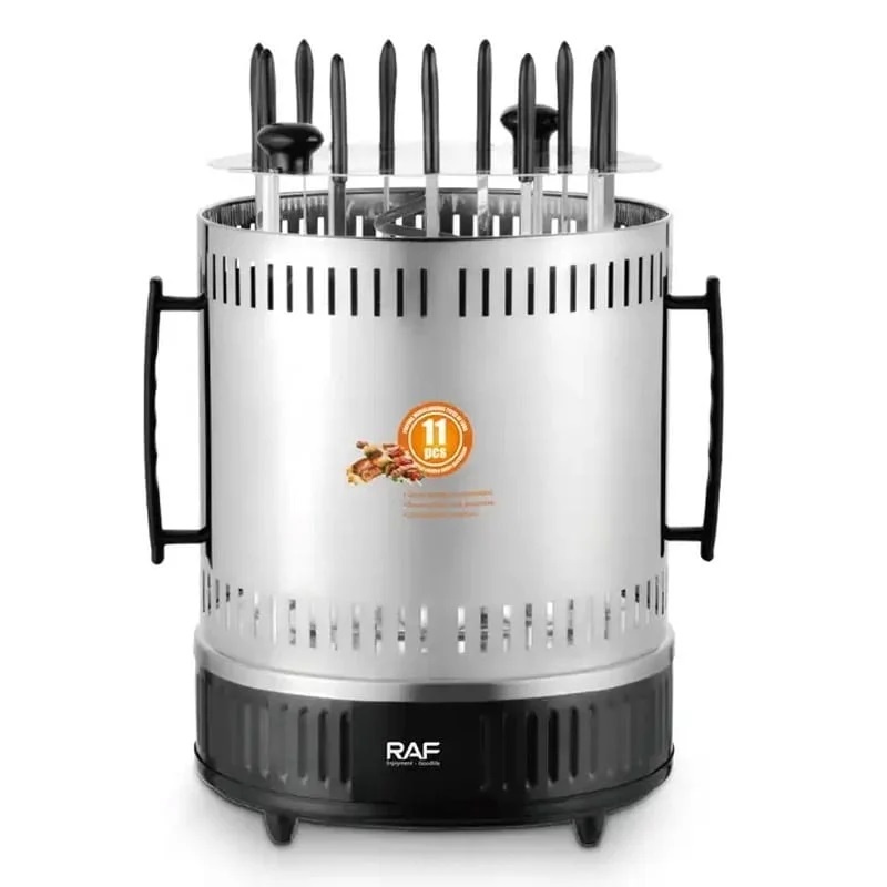 Gratar electric multifunctional, RAF R8628, 1500 W, pentru 11 frigarui, din otel, negru-argintiu - 2 | YEO