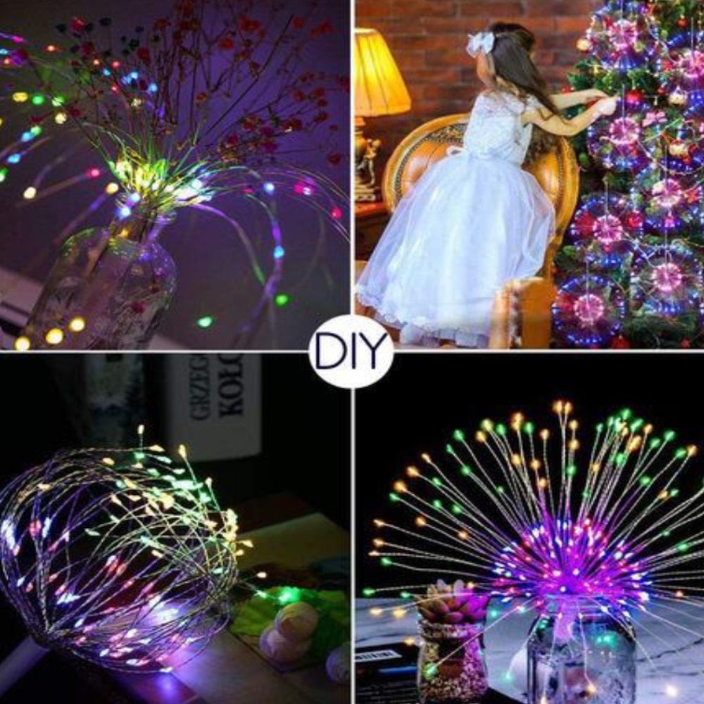 Instalatie cu 5 Artificii Decorative, Lumina Alba Calda/Rece/RGB, 8 Moduri de Iluminare, Diametru 34 cm, 120 LED-uri, 5m - 3 | YEO