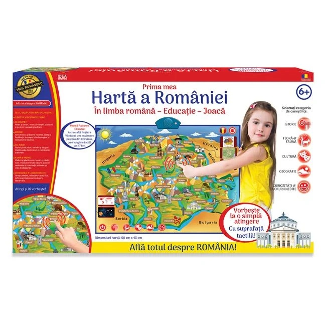 Joc de societate electronic „Harta Romaniei”, varsta 6+ ani, 55x8x30.5cm, multicolor