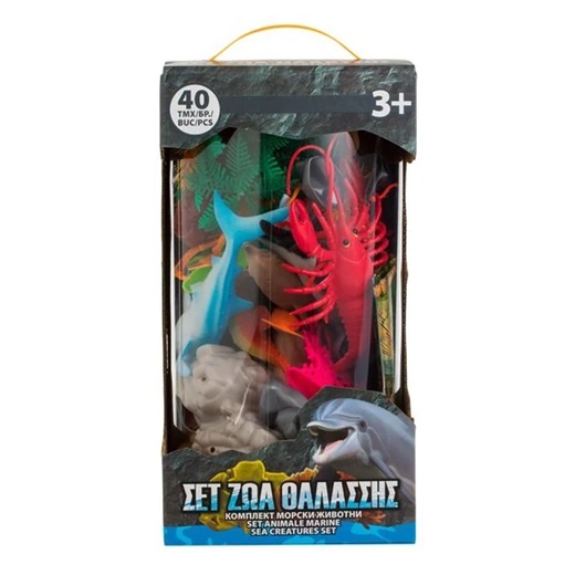 Joc educativ 40 animale marine pentru copii 3+ ani, Plastic, 16.5x16.5x31.5cm, Multicolor - 1 | YEO