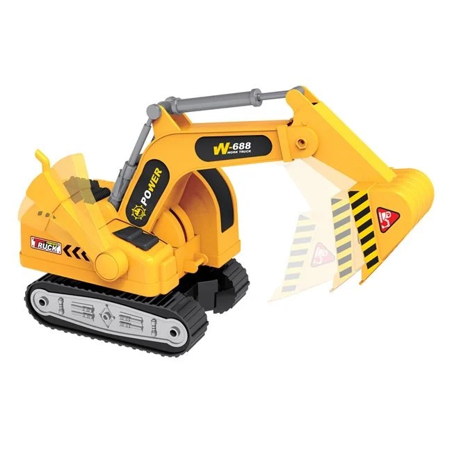 Jucarie camion cu excavator, cu sunet si lumini, 50x12x25cm, negru-galben - 2 | YEO