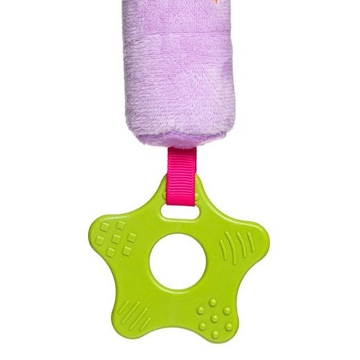 Jucarie pentru dentitie sub forma de ursulet, Bebelusi si copii 0+ ani, Cu zornaitoare, Plus, 10x18 cm, Lila - 2 | YEO