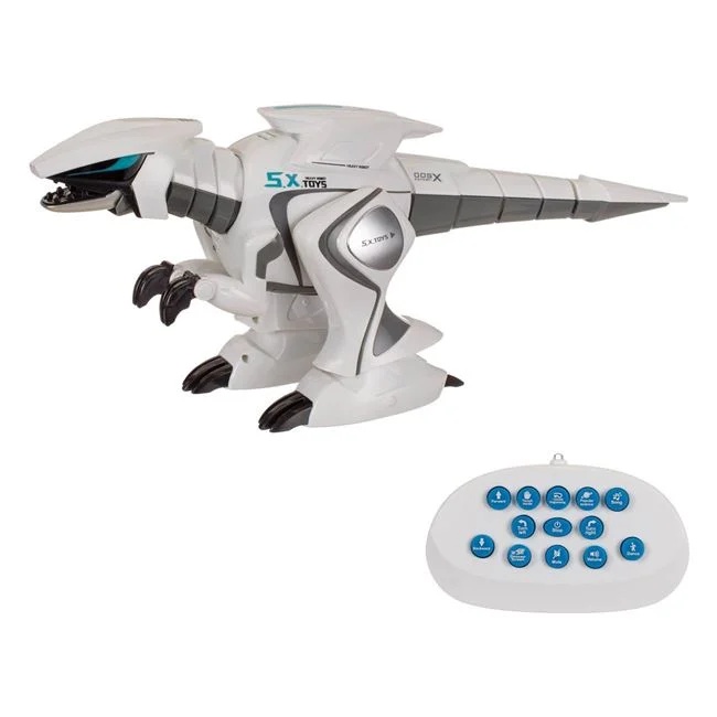 Jucarie robot in forma de dinozaur, cu telecomanda cu infrarosu si senzor tactil, 51x15.5x25cm, alb-negru - 1 | YEO