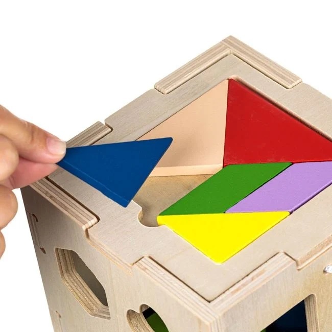 Jucărie Sortator din Lemn pentru Bebeluși, 3ani+, 14x14x14 cm - 2 | YEO