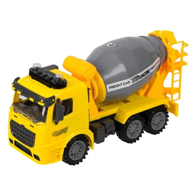 Jucarie vehicul de santier, betoniera cu cos totativ, cu lumini si sunet, 30x11x16cm, galben - 1 | YEO