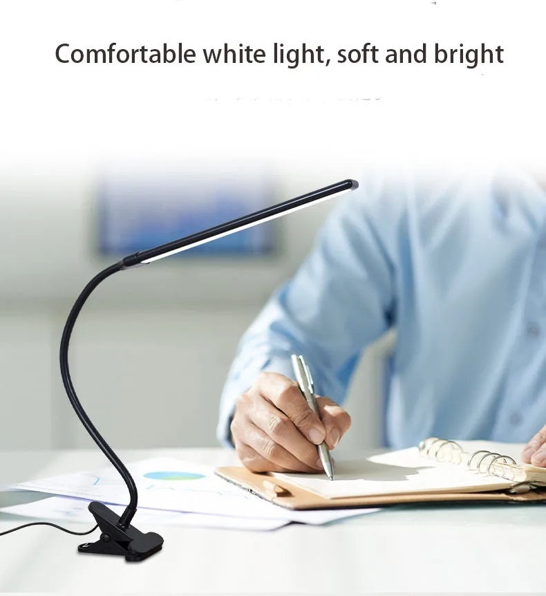 Lampa de birou LED cu clema reglabila, din aluminiu si ABS, incarcare USB, 13W, 50cm, negru - 3 | YEO