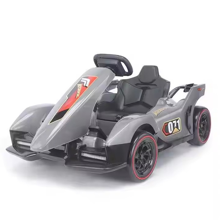 Masina de drift electrica, pentru copii 3 ani+, cu telecomanda, 8 km/h, lumini, 122x71x62 cm, gri/rosu