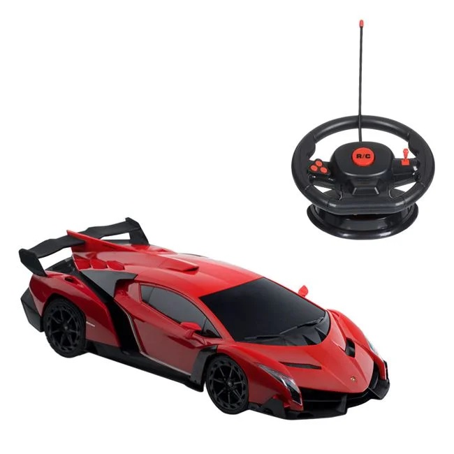 Masina Lamborghini Veneo, cu lumini, volan si telecomanda, 54.5x24x23cm, rosu
