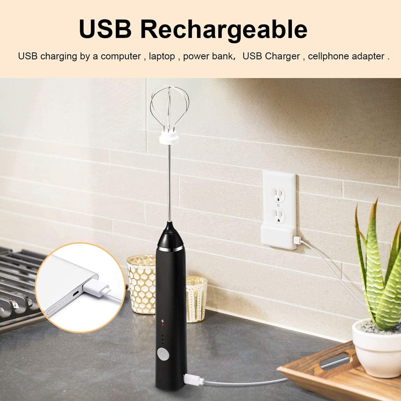 Mini mixer portabil, cu 2 teluri, 3 trepte de viteza, pentru spuma de lapte, creme usoare sau oua - 3 | YEO