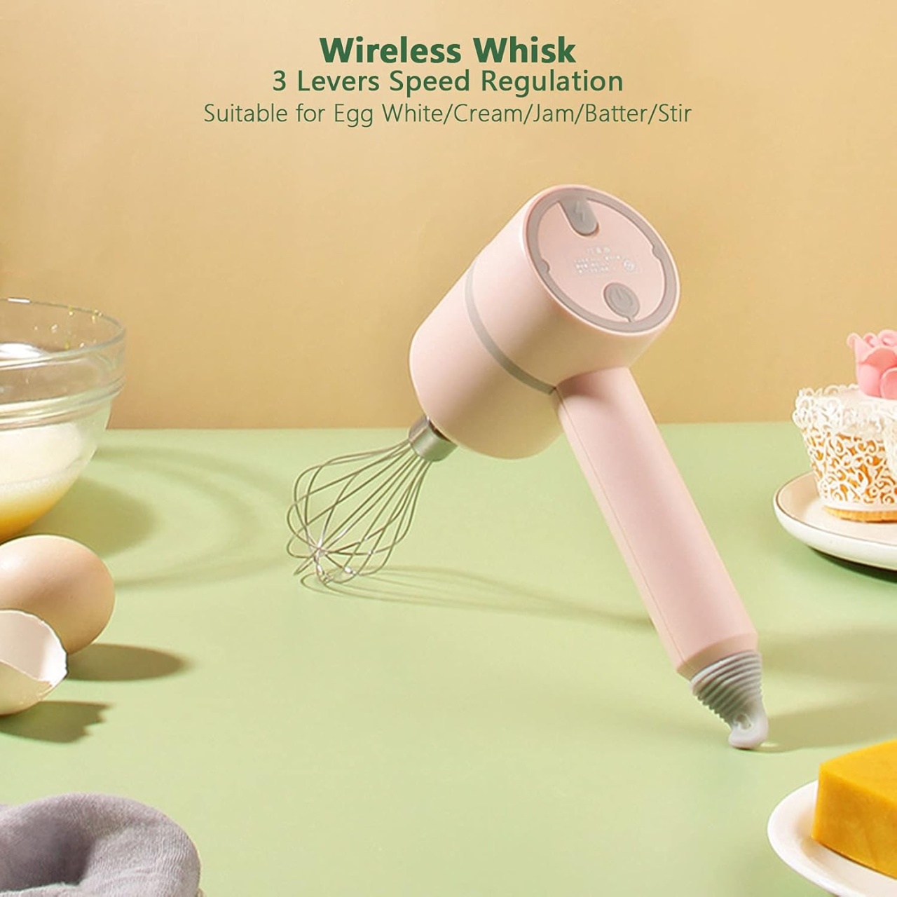 Mixer electric fara fir, portabil, 3 in 1, AO-78163, 3 viteze, roz - 3 | YEO