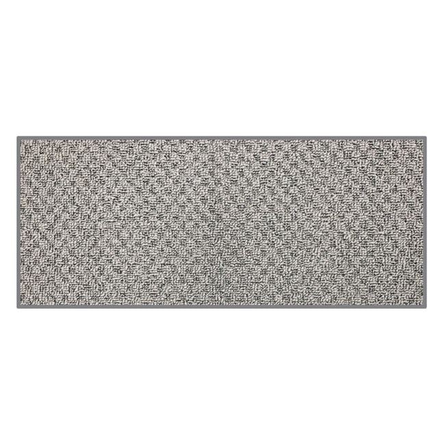 Mocheta pentru hol, cu model reliefat, cu tesatura densa si margini cusute, 130x80 cm, gri