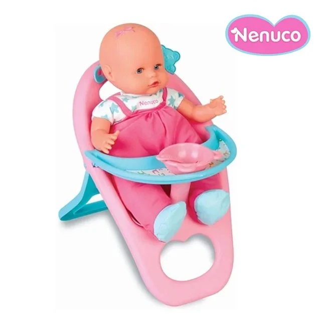 Papusa Nenuco cu scaun de masa, include accesorii, varsta 12+ luni, 21x18.5x39cm, roz-albastru - 1 | YEO