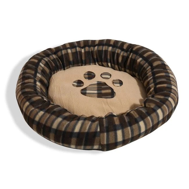 Pat pentru caini, din imitatie de blana, diametru 60cm, maro