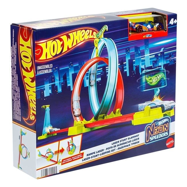 Pista de curse Hot Wheels Neon Speeders, include o masina Hot Wheels, 30.5x7.5x25.5cm, multicolor - 2 | YEO