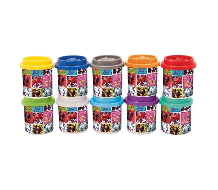 Plastilină Spiderman, Set cu 10 Recipiente si Capace Forme, 500g, 3ani+, 22x4x17cm - 1 | YEO