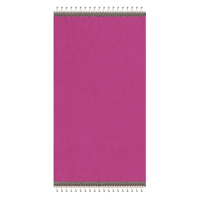 Prosop pentru Plaja cu Franjuri, din Bumbac, 150x75cm, Fucsia