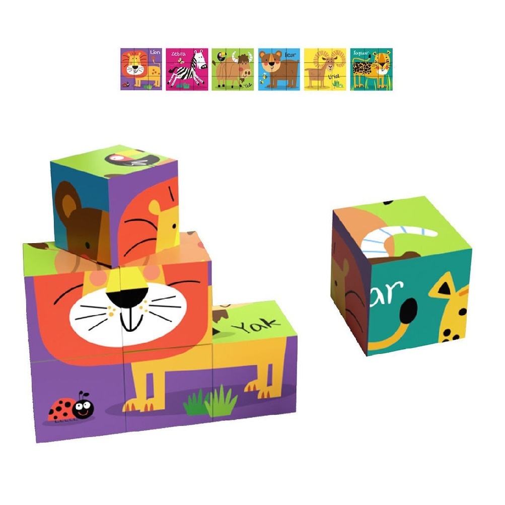 Puzzle Educativ 6 in 1, Animale, cu 9 Piese, 26x20x7cm, Multicolor - 1 | YEO