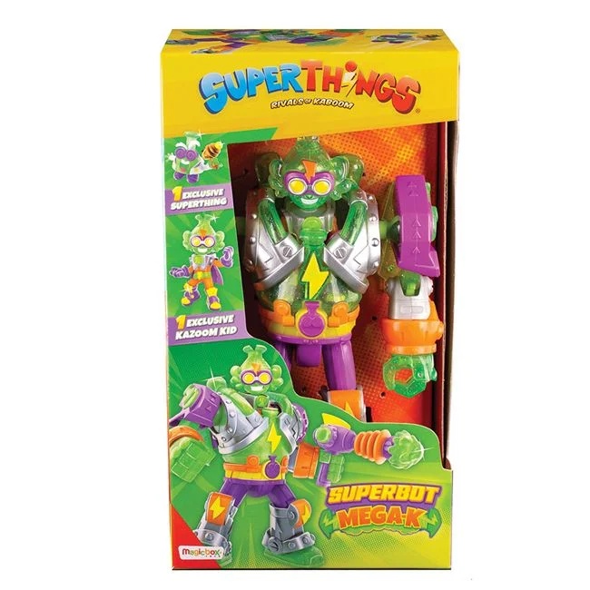 Robot Superbot Mega-K, cu picioare si brate articulate si aripi pliabile, dimensiune 12x7.5x22cm, multicolor