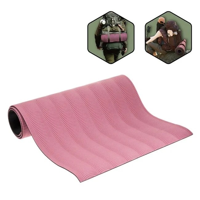 Saltea pentru gimnastica, yoga, camping sau drumetii, din spuma, cu Model Reliefat, 160x58x0.7cm, Roz - 2 | YEO