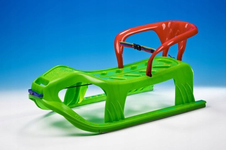 Sanie Marmat Star pentru 1-2 copii de 2 ani+, 90 cm, verde cu spatar rosu - 1 | YEO