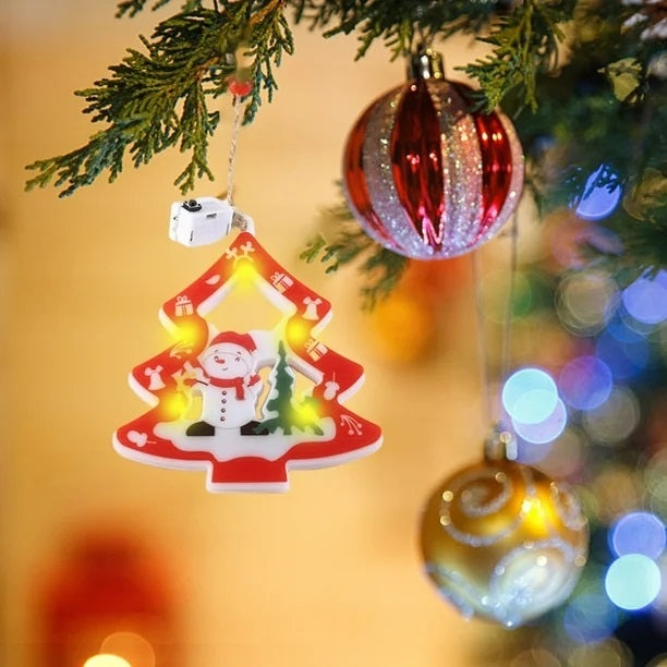 Set 5 Braduti Luminoasi pentru Bradul de Craciun, Alb/Rosu - 1 | YEO