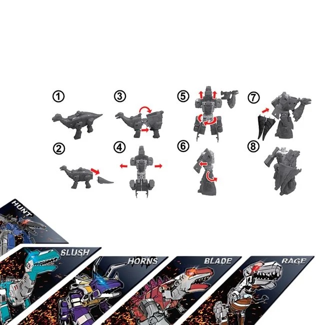 Set 5in1 dinozauri Transformer, se transforma in 5 specii diferite, 52.5x12x41cm, multicolor - 1 | YEO