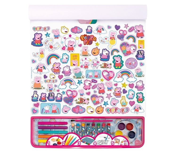 Set de Colorat bloc mare, 5 in 1, Peppa Pig, cu accesorii, 3ani+, 42x35x1.2cm - 3 | YEO