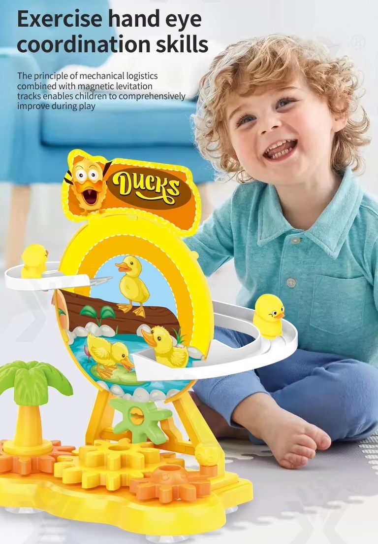 Set de constructie, circuit cu rate, copii 3 ani+, plastic, 20x18.5x10 cm, galben - 1 | YEO