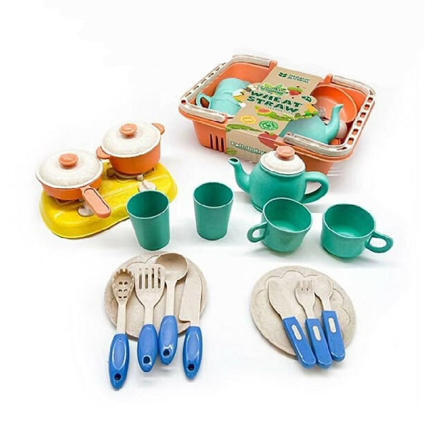 Set de joaca cu 21 de accesorii pentru bucatarie, pentru copii de 3 ani+, 22x27x8.5 cm, multicolor