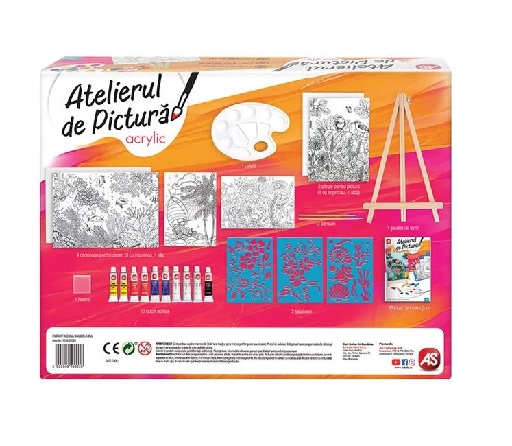 Set de Pictură Acrilica complet, 7ani+, 34x8x28 cm