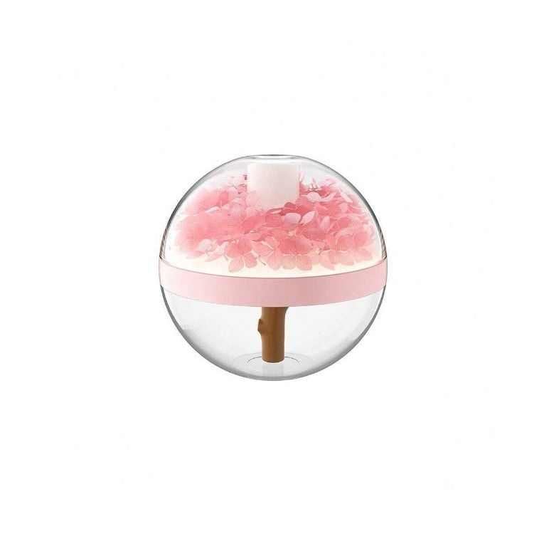 Umidificator si Difuzor de Parfum, cu Lumina LED, Reincarcabil, Fara Fir, 270ml, 1.5W, 12x11.4cm, Roz-Bej - 2 | YEO