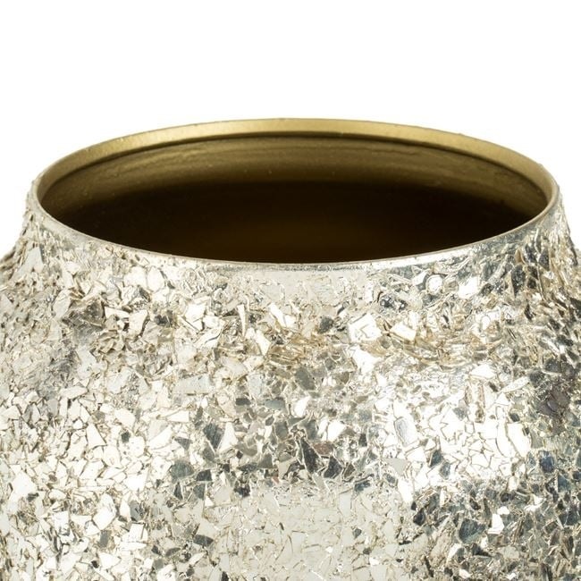 Vaza Decorativa Metalica, Model Mozaic,15x27cm, bej - 2 | YEO