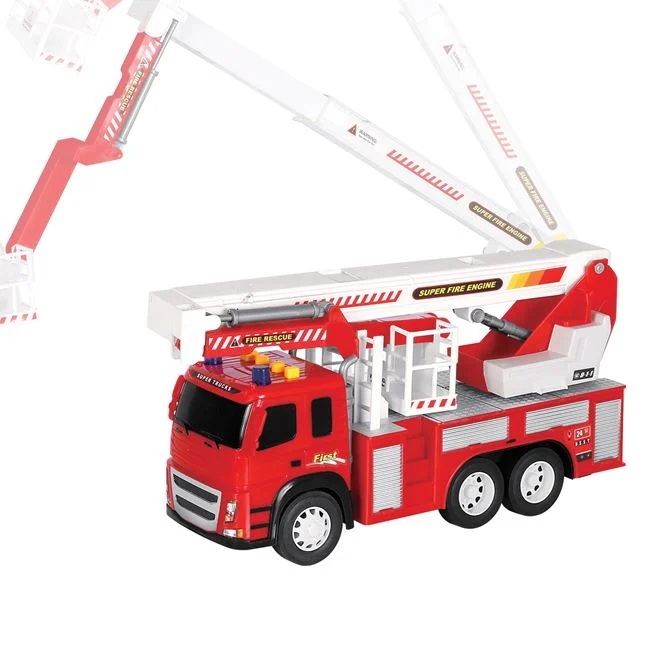 Vehicul de pompieri cu scara, cu sunet si lumini, macara extensibila, 38x12.5x23cm, rosu - 3 | YEO