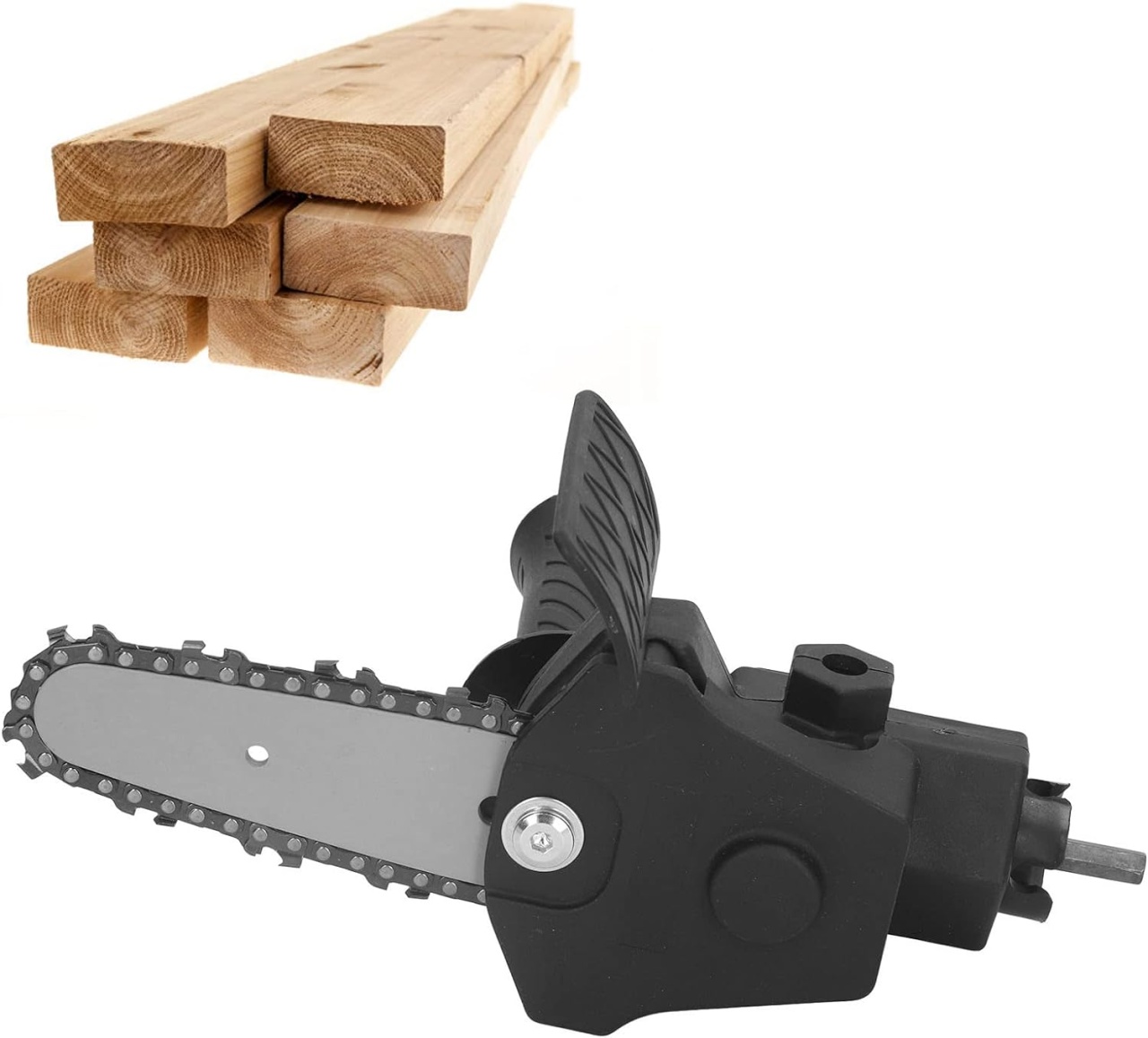 Adaptor drujba de 6 inch, de atasat la bormasina sau surubelnita electrica, cu lama de 6 inch + lant 6 inch, negru - 2 | YEO