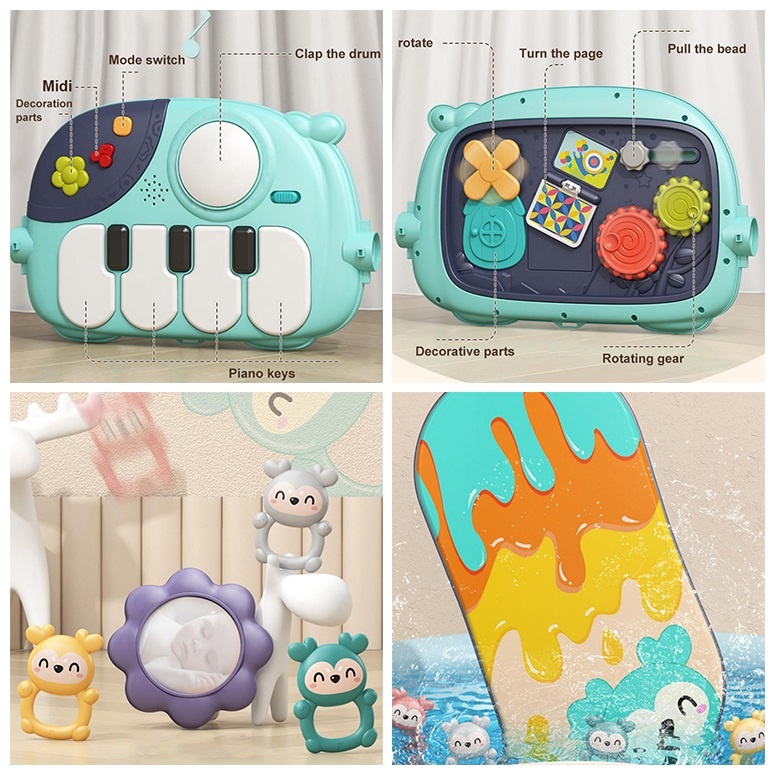 Antemergator si saltea cu centru activitati pentru bebelusi 0-9+ luni, multifunctional, 40 x 54 x 78 cm, multicolor - 1 | YEO