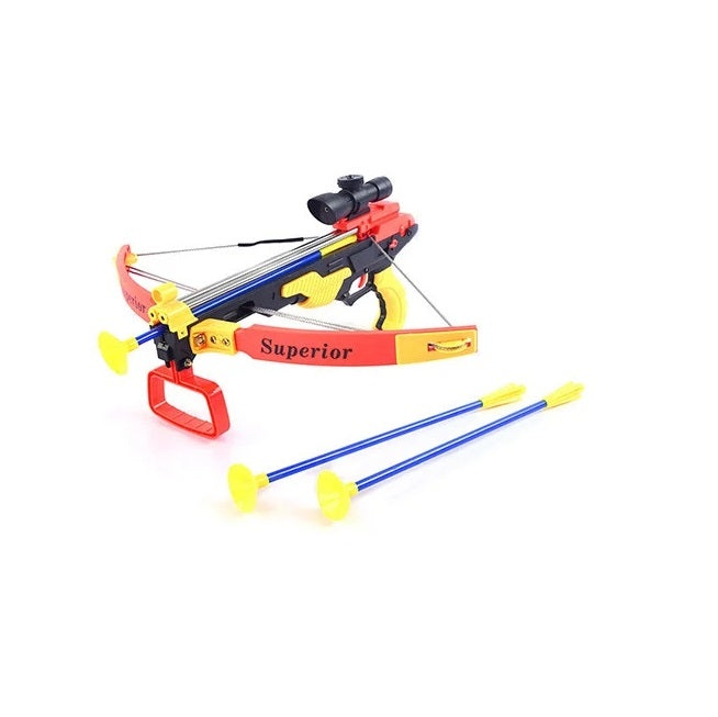 Arbaleta pentru copii de peste 6 ani, cu 3 sageti, Crossbow, Plastic, Multicolor