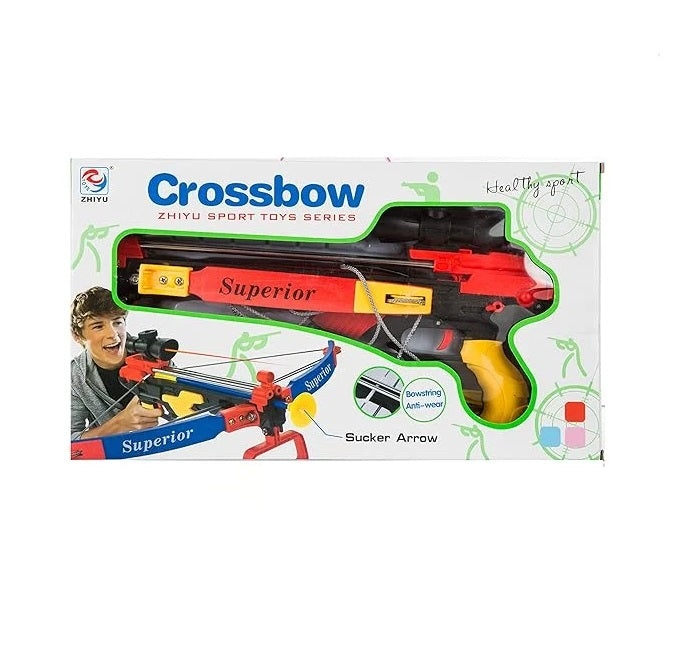 Arbaleta pentru copii de peste 6 ani, cu 3 sageti, Crossbow, Plastic, Multicolor - 1 | YEO