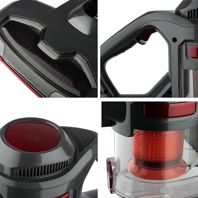 Aspirator fara fir si sac, RAF R8667, 100 W, 2 accesorii, filtru HEPA, 115x25 cm, negru-rosu - 3 | YEO
